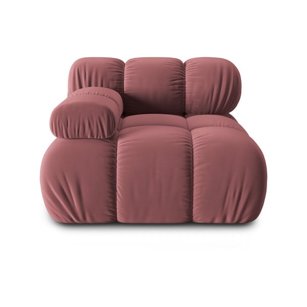 Różowy aksamitny moduł sofy (lewostronny) Bellis – Micadoni Home