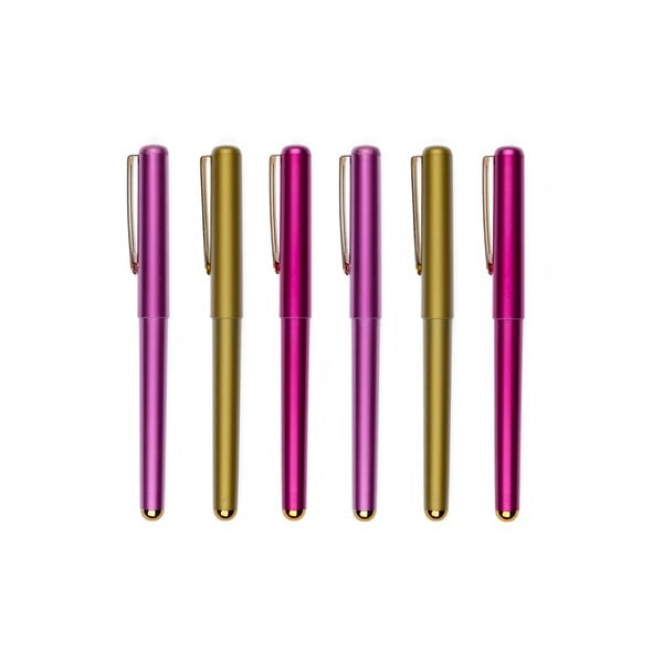 Zestaw 6 długopisów w opakowaniu podarunkowym Tri-Coastal Design Pink And Gold
