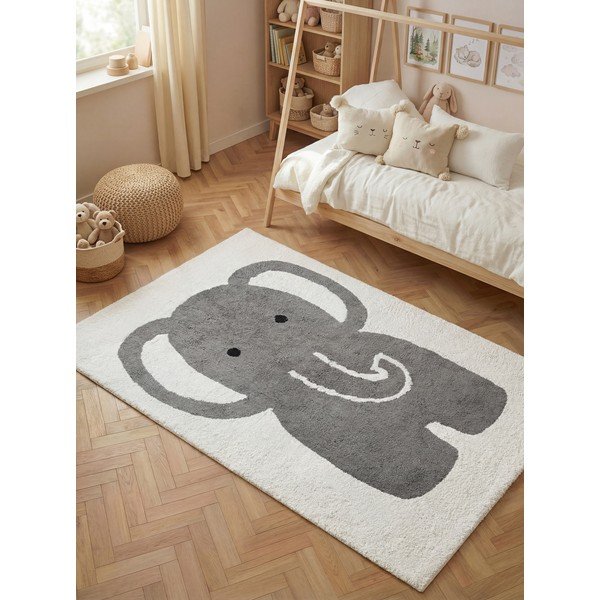 Szary/kremowy bawełniany dywan dziecięcy odpowiedni do prania/tkany ręcznie 140x200 cm Snuggle Emil – Hanse Home-image-1