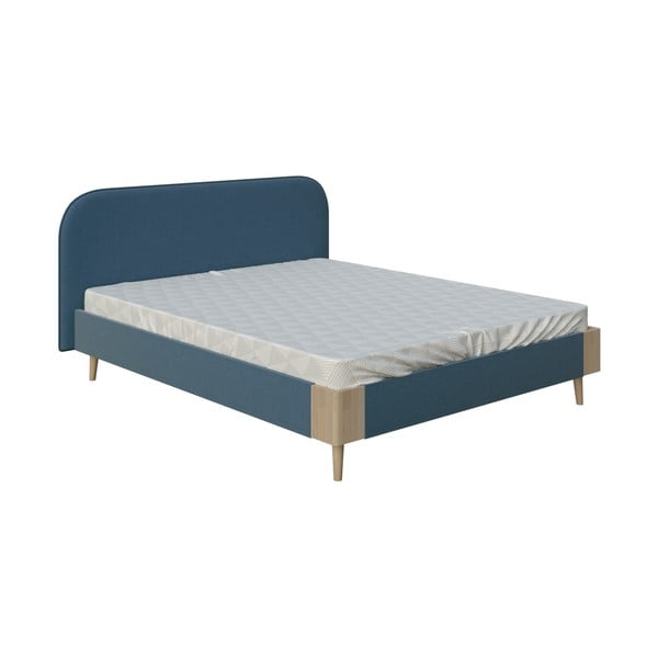 Niebieskie łóżko dwuosobowe DlaSpania Lagom Plain Soft, 160x200 cm
