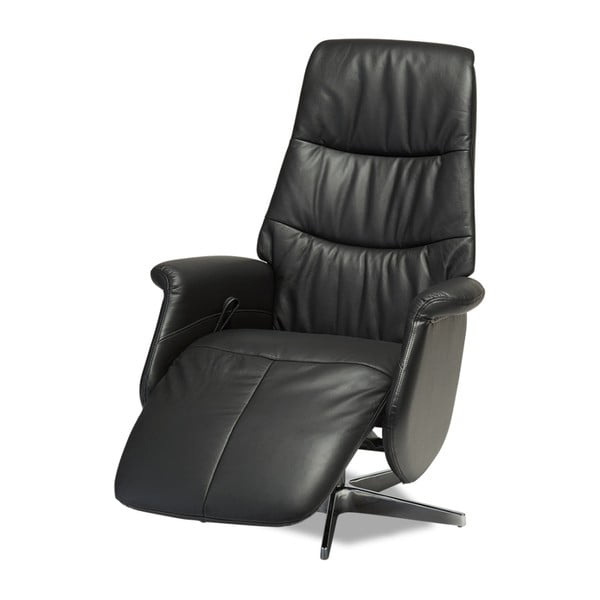 Czarne skórzane krzesło rozkładane Furnhouse Delta
