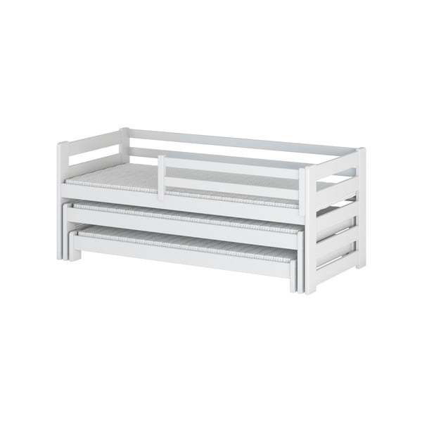 Białe łóżko dziecięce z drewna sosnowego z wysuwanym łóżkiem 90x190 cm Rico – Lano Meble