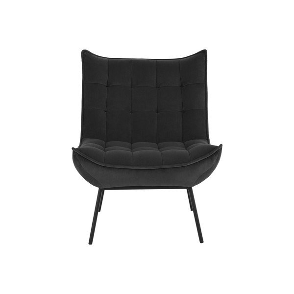 Czarny aksamitny fotel Legend – Ellos Home-image-2