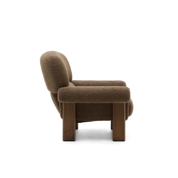 Brązowy fotel z materiału bouclé Nema – Kave Home-image-2
