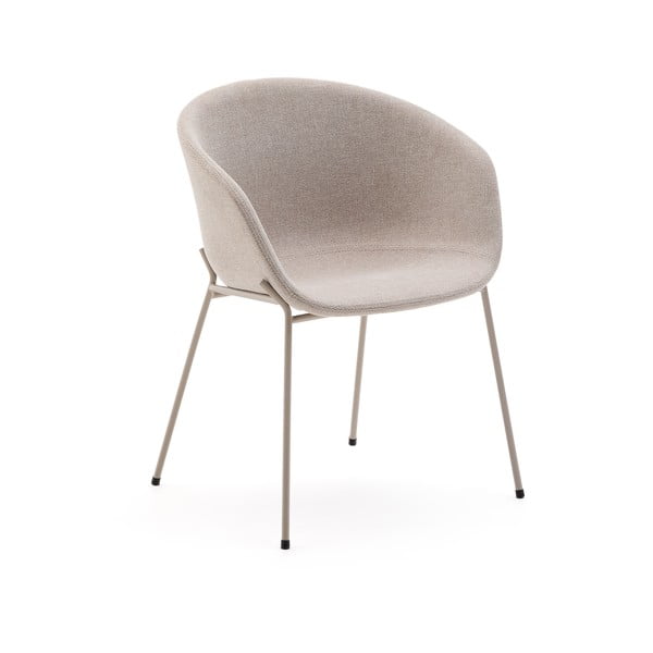 Beżowy tapicerowany fotel jadalniany z podłokietnikami Yvette – Kave Home