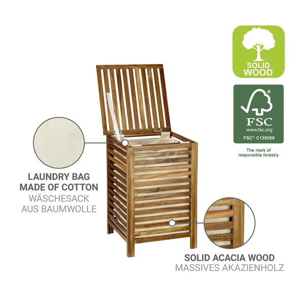 Drewniany kosz na pranie w ciemnym naturalnym kolorze 56 l Fondi – Wenko-image-2