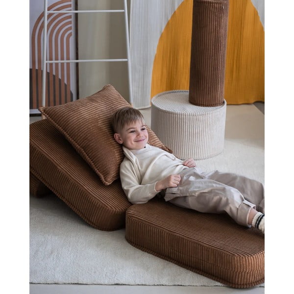 Brązowa sztruksowa poduszka na sofę dziecięcą Block – Wigiwama-image-1