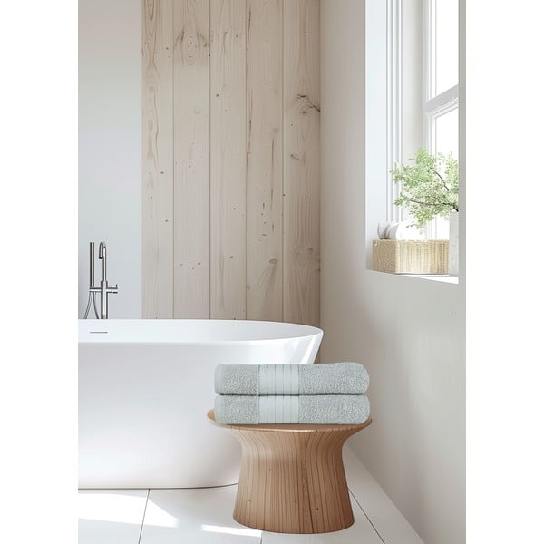 Jasnoszare bawełniane ręczniki kąpielowe frotte zestaw 2 szt. 70x140 cm – Good Morning-image-4