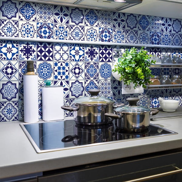 Zestaw 24 naklejek ściennych Ambiance Decals Tiles Eusebio, 10x10 cm