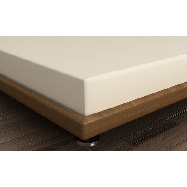 Jasnobeżowe bawełniane prześcieradło z gumką 140x190 cm – Mijolnir-image-1