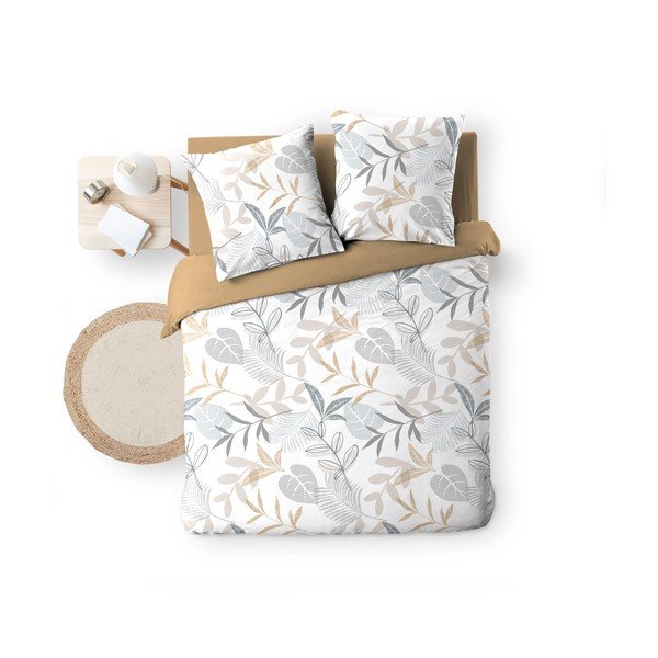 Żółto-biała pościel dwuosobowa 240x220 cm Kimberly – douceur d'intérieur