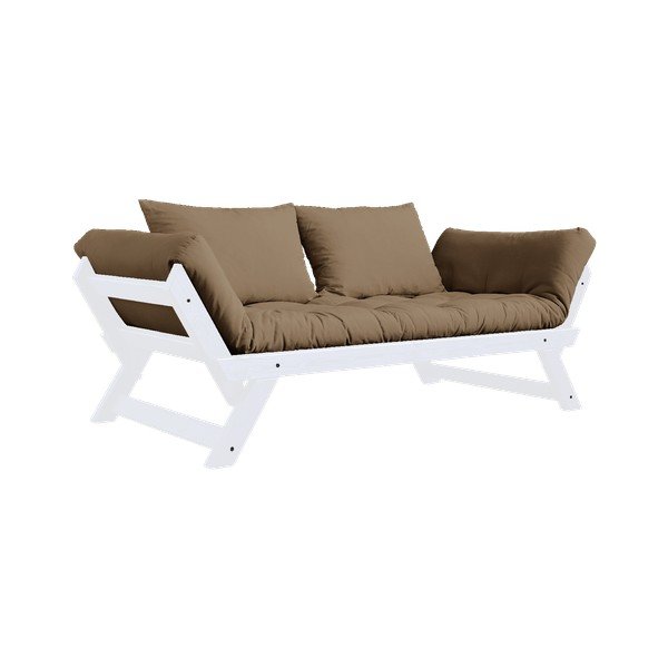 Sofa rozkładana z brązowym obiciem Karup Design Bebop White/Mocca-image-3