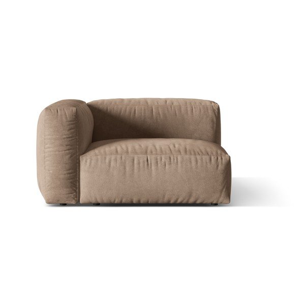 Jasnobrązowy aksamitny moduł sofy (lewostronny) Martina – Micadoni 