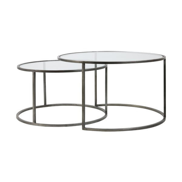 Szare szklane okrągłe stoliki zestaw 2 szt. ø 75 cm Duarte – Light & Living