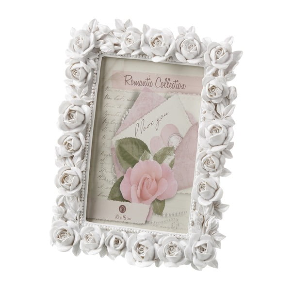 Ramka na zdjęcie w białej barwie Unimasa Roses, na zdjęcie 10x15 cm