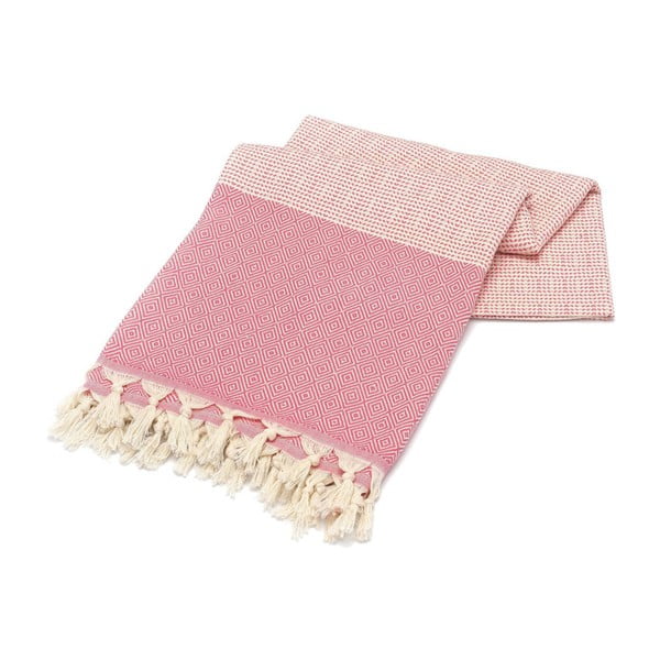 Różowy ręcznik Hammam Elmas, 100x180 cm