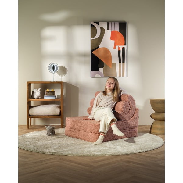 Różowy fotel dziecięcy z materiału bouclé Flipster – Wigiwama-image-3