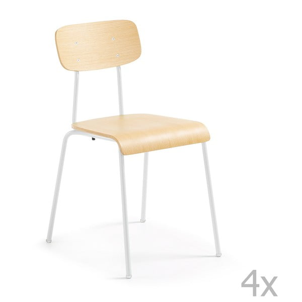 Zestaw 4 krzeseł z białymi nogami La Forma Klee