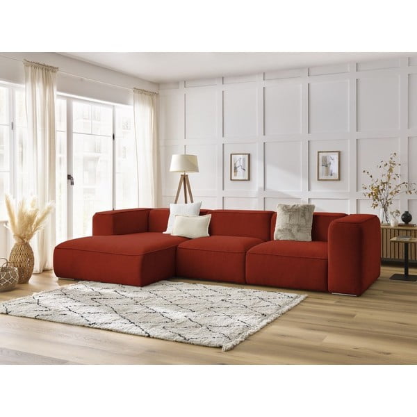 Ceglasty narożnik z materiału bouclé (lewostronny) Zephyr – Bobochic Paris-image-1