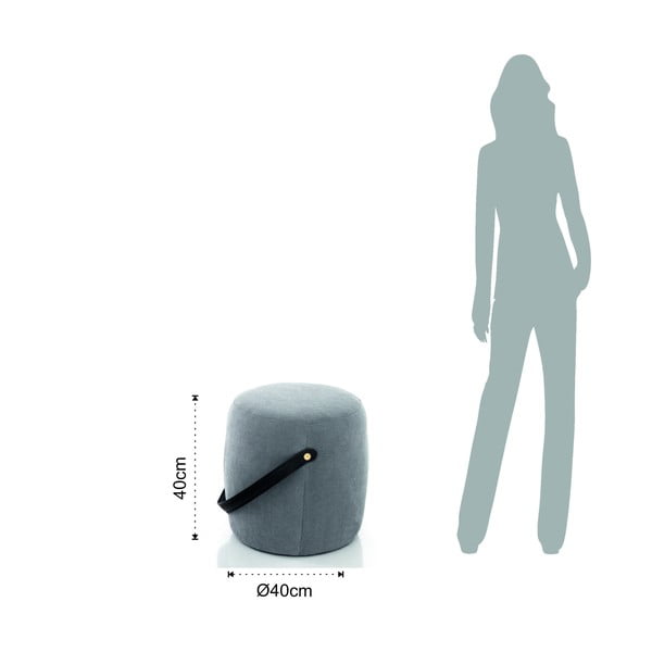 Szary tapicerowany puf Tomasucci Drum, ø 40 cm-image-2