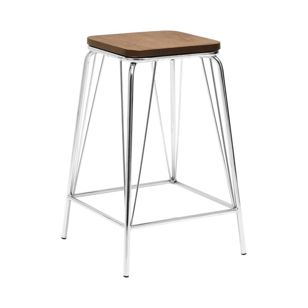 Stołek z litego drewna wiązu w kolorze srebra/w naturalnym kolorze District – Premier Housewares