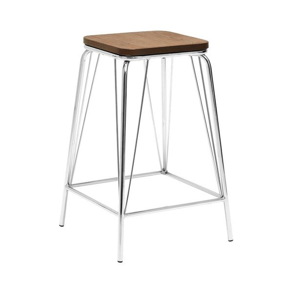 Stołek z litego drewna wiązu w kolorze srebra/w naturalnym kolorze District – Premier Housewares
