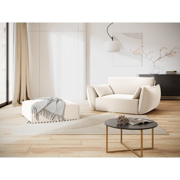 Beżowy aksamitny podnóżek Vanda – Mazzini Sofas-image-1