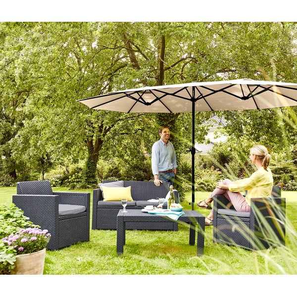 Beżowy parasol ogrodowy 456x270 cm Double – Rojaplast-image-1