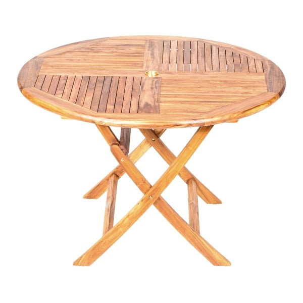 Rozkładany stół ogrodowy z drewna tekowego Massive Home Shankar, ⌀ 120 cm