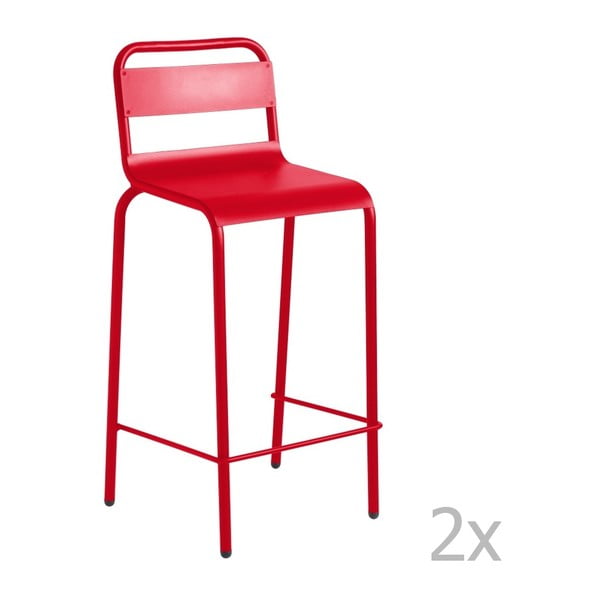 Zestaw 2 czerwonych krzeseł barowych Isimar Anglet