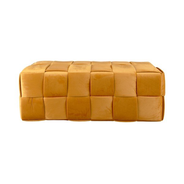 Musztardowy aksamitny taboret Weaved – Leitmotiv-image-2