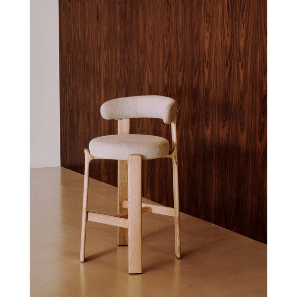 Beżowo-naturalny kolorze hoker z litego drewna jesionowego (wysokość siedziska 75 cm) Granite – Kave Home-image-1