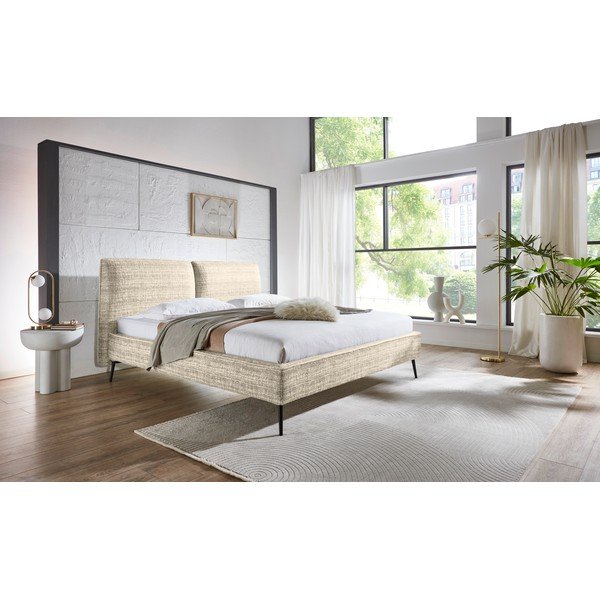 Beżowe tapicerowane łóżko dwuosobowe bez stelaża 160x200 cm Infinity – Meise Möbel-image-1