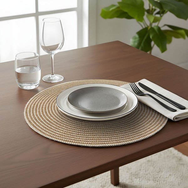 Tekstylna mata stołowa ø 38 cm Othello – douceur d'intérieur-image-1