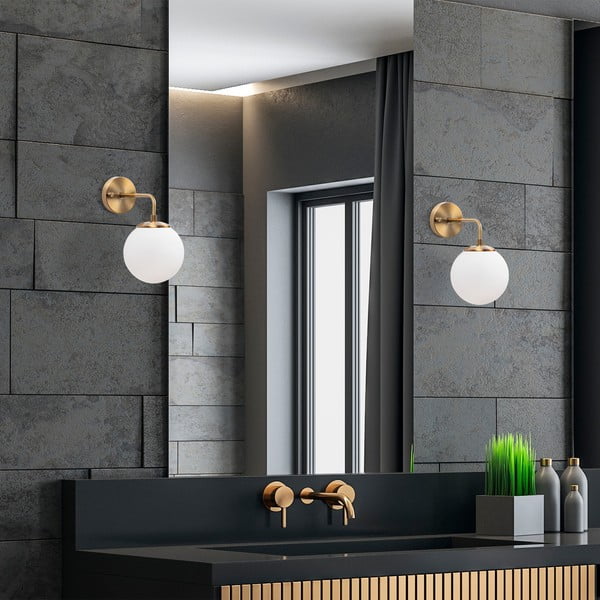 Biały/w kolorze mosiądzu kinkiet ø 15 cm Viran – Opviq lights-image-3