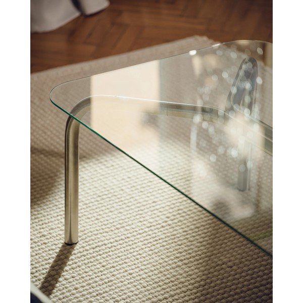 Stolik ze szklanym blatem w kolorze srebra 60x110 cm Uku – noo.ma-image-4