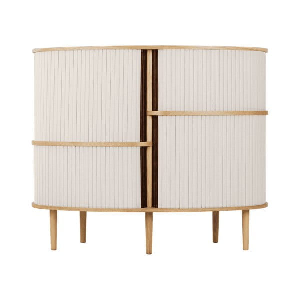 Beżowo-naturalna szafka w dekorze dębu z drzwiami przesuwnymi 120x100x50 cm Audacious – UMAGE