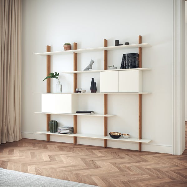 Biały regał z konstrukcją z drewna dębowego Tenzo Bridge-image-3