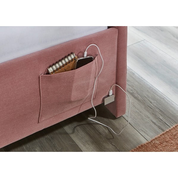 Różowe tapicerowane narożne łóżko dziecięce bez stelaża 90x200 cm Cool – Meise Möbel-image-4