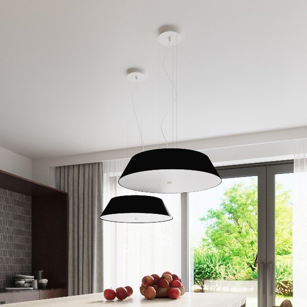 Czarna lampa wisząca ze szklanym kloszem ø 60 cm Hektor – Sollux-image-4