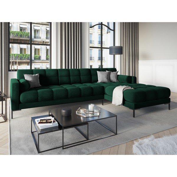 Ciemnozielony aksamitny narożnik Cosmopolitan Design Bali, prawostronny-image-1