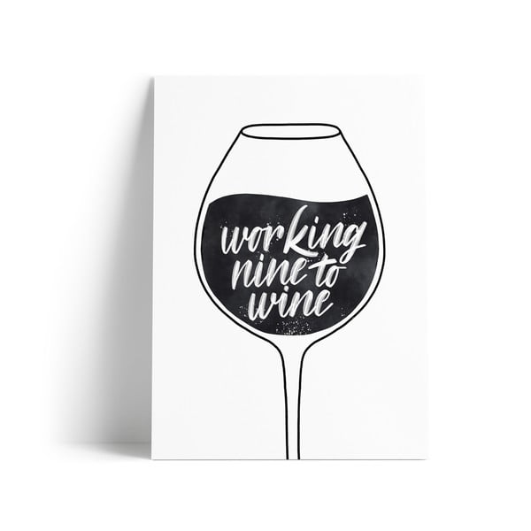 Kartka z nadrukiem Working Nine to Wine Printintin, format A4