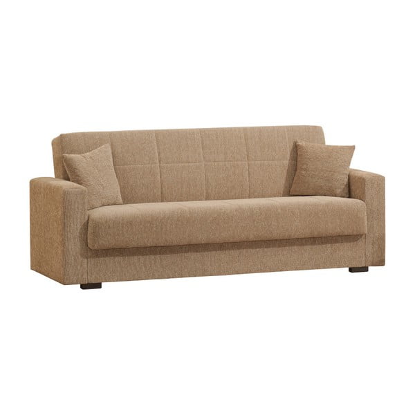 Ciemnobeżowa trzyosobowa sofa rozkładana ze schowkiem Esidra Relax