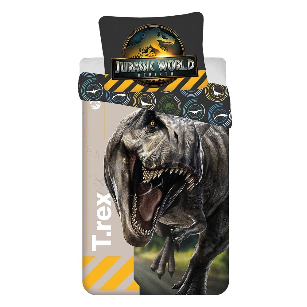 Bawełniana pościel dziecięca jednoosobowa 140x200 cm Jurassic World "T-Rex" – Jerry Fabrics