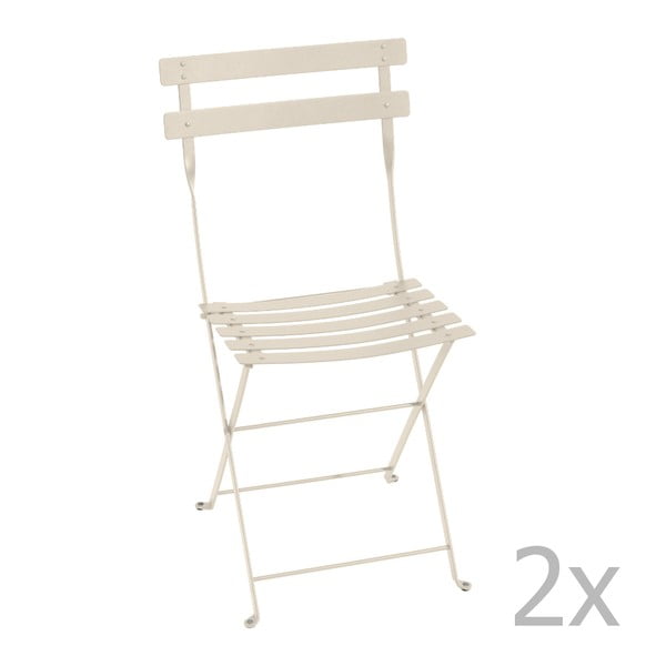 Zestaw 2 kremowych krzeseł składanych Fermob Bistro