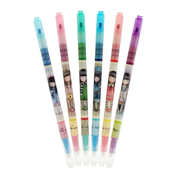 Zestaw 6 kolorowych długopisów Santoro London Mixers