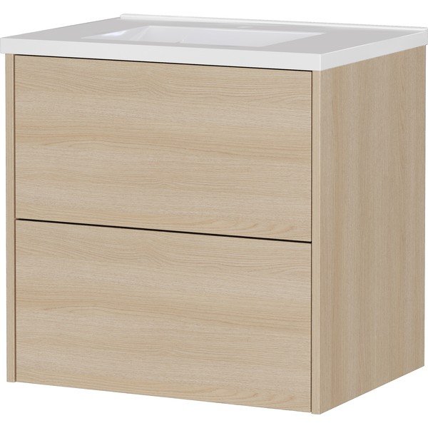 Wisząca szafka pod umywalkę w dekorze dębu w naturalnym kolorze 61x61 cm Bodera – Germania