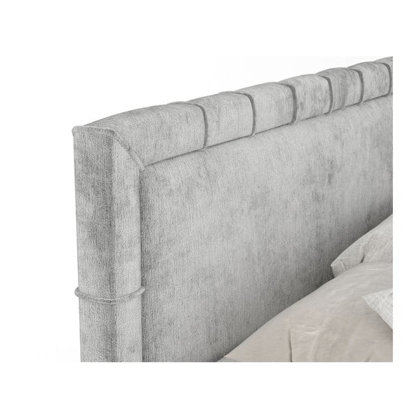 Jasnoszare łóżko boxspring ze schowkiem 180x200 cm Voyage – Maison de Rêve-image-3