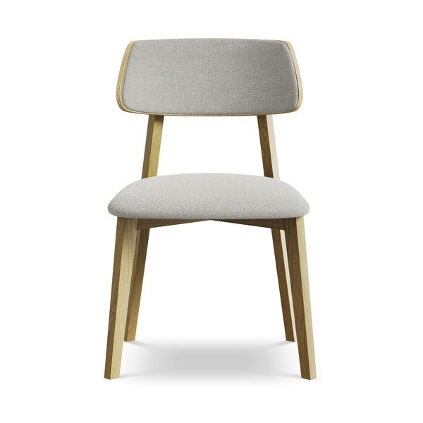 Jasnoszare krzesło z litego drewna Niu – Makamii-image-1