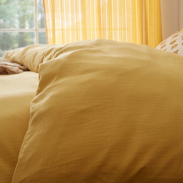 Żółta pościel jednoosobowa muślinowa 135x200 cm Afra – Pineapple Elephant-image-2